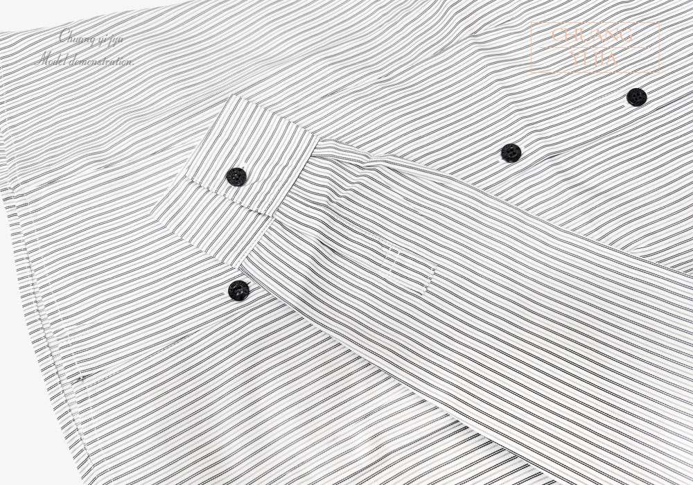 創意家團體服-專櫃襯衫訂製|長袖 白條紋黑-袖口