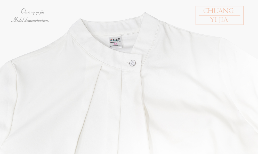 創意家團體服-專櫃襯衫訂製｜七分袖 米白-領子