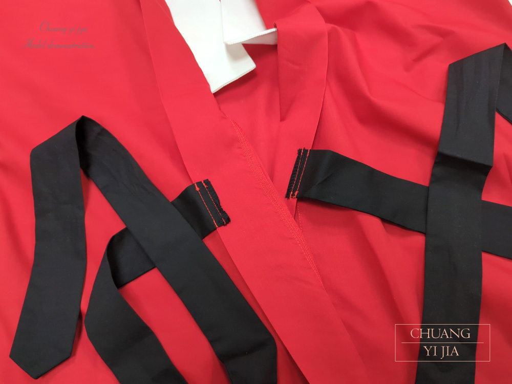 創e家團體服-太鼓服訂製-腰帶一體款 紅配黑 腰帶