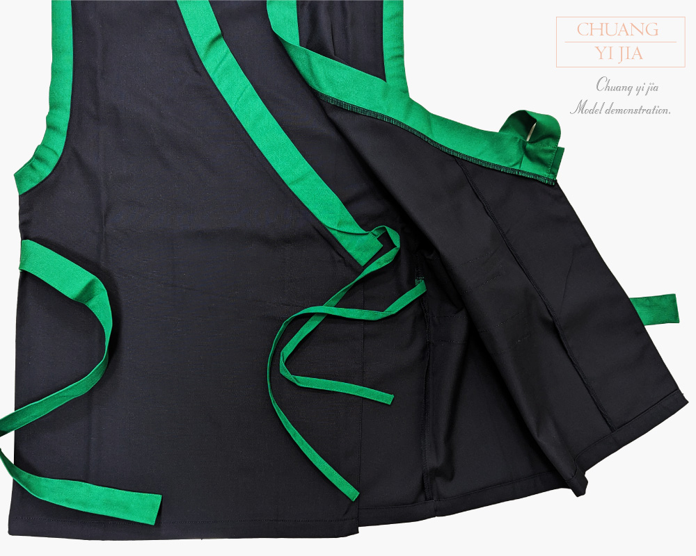 創e家團體服-太鼓服 訂製 無袖黑配綠 內綁繩