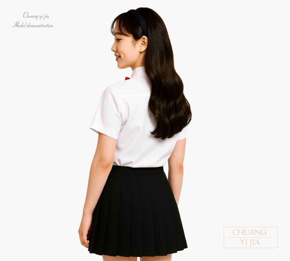 創e家團體服-合唱團服 襯衫裙裝 白配黑-背面