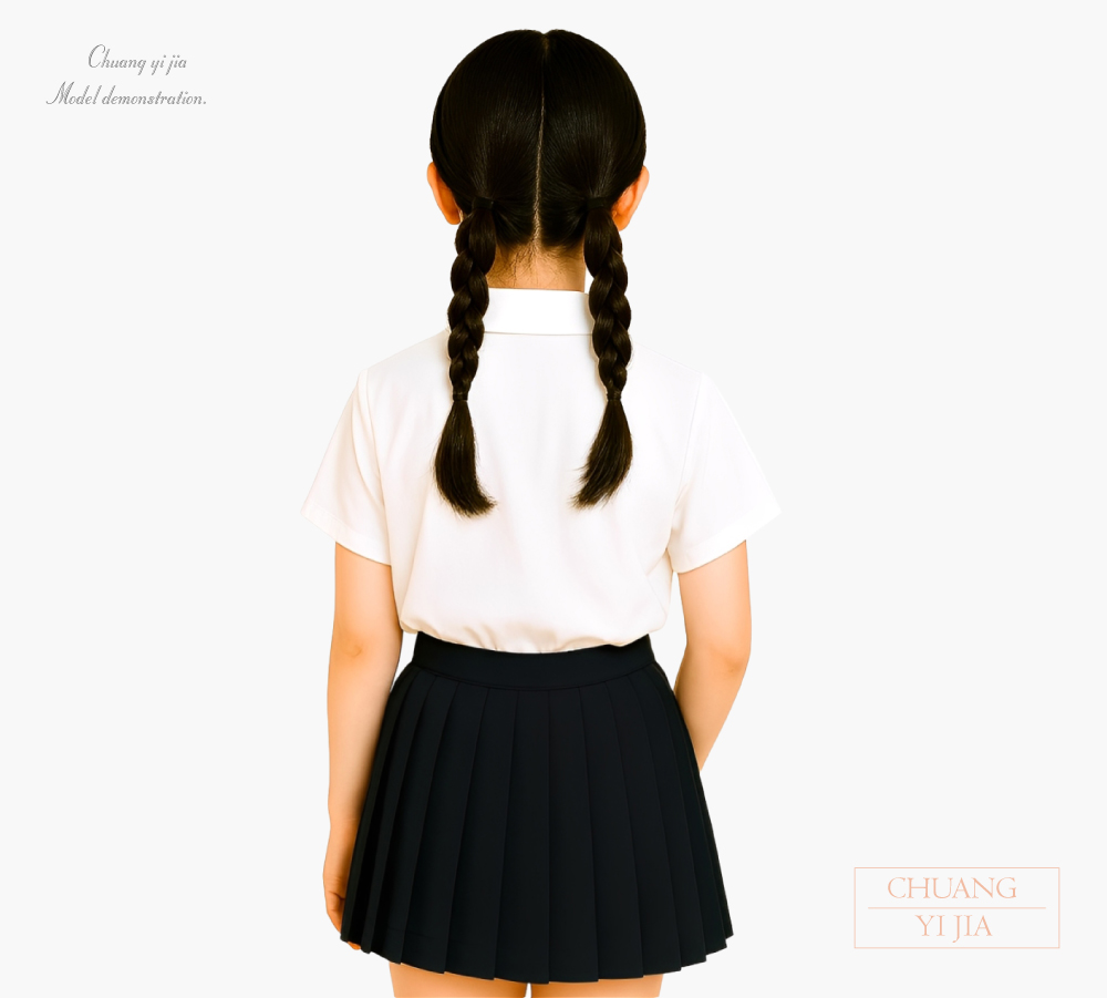 創e家團體服-合唱團服 襯衫裙裝 白配黑-背面