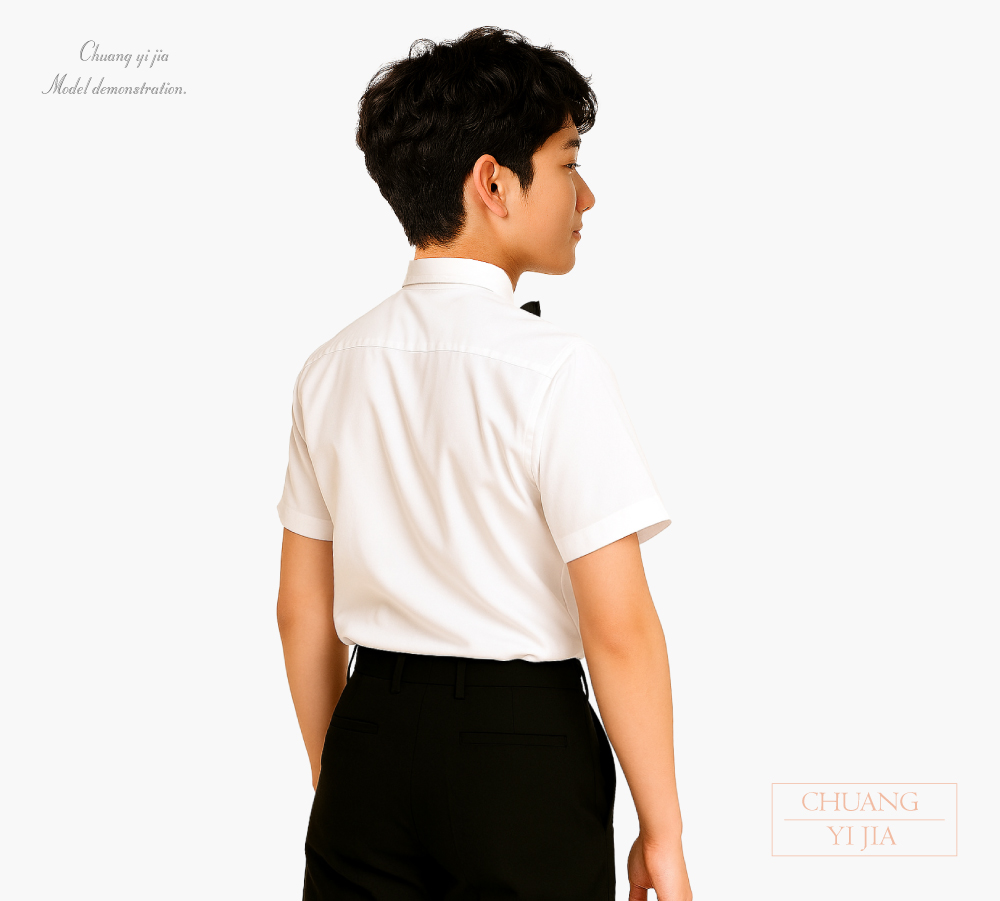 創e家團體服-合唱團服 襯衫褲裝 白配黑-背面