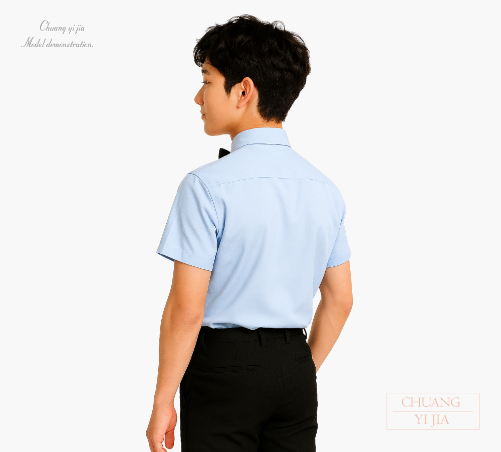 創e家團體服-合唱團服 襯衫褲裝 藍配黑-背面
