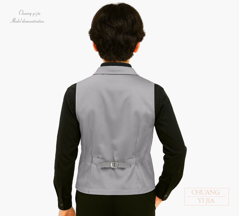創e家團體服-客製化合唱團服 樂團服訂做 表演服訂製 背心 灰配黑 背面
