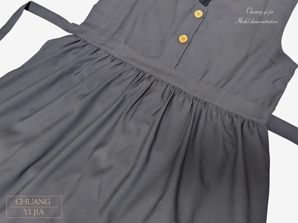 創e家團體服-客製化合唱團服 樂團服訂做 表演服訂製 洋裝 灰配金釦 腰部