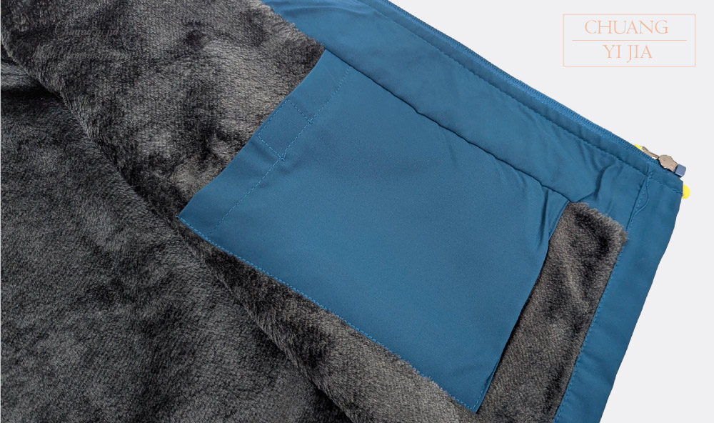 創意家團體服-彈力反光厚毛保暖背心-亮橘配彩藍-內袋