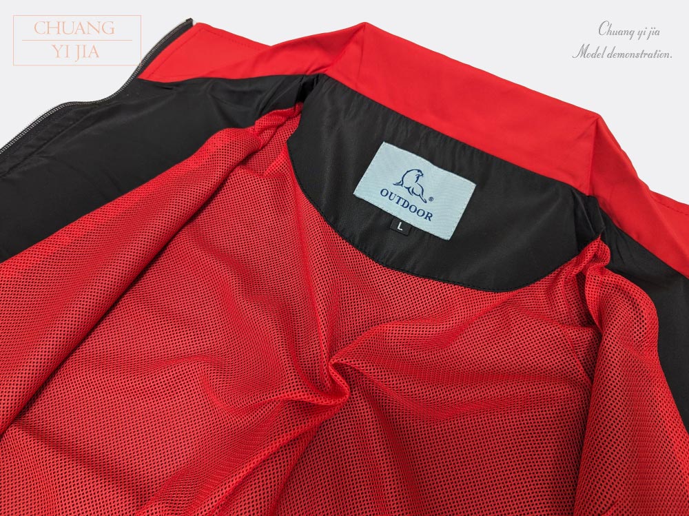 創e家團體服-50D複合布薄背心-紅配黑 內裡