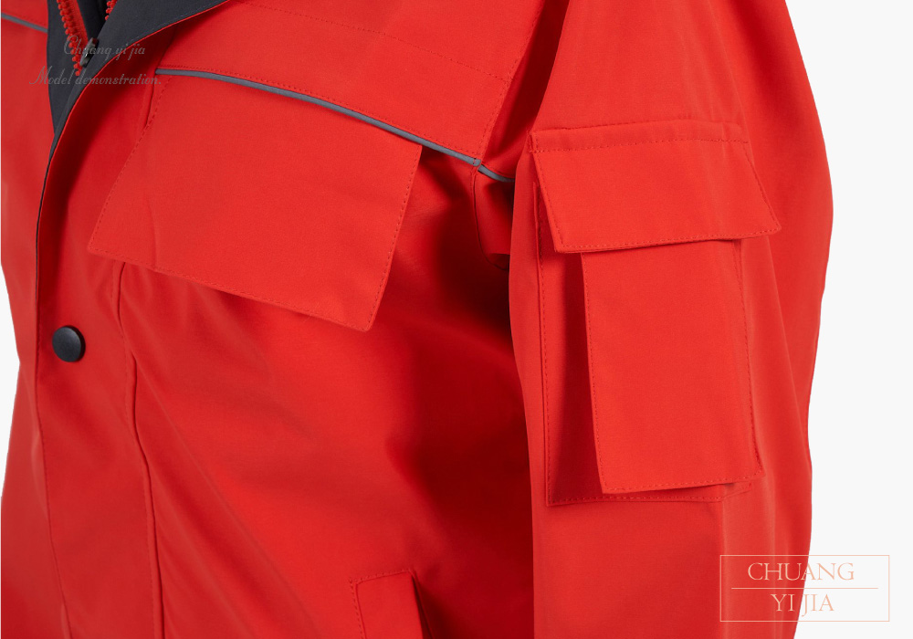 創e家團體服-多功能收納式反光條兩件式外套-袖袋