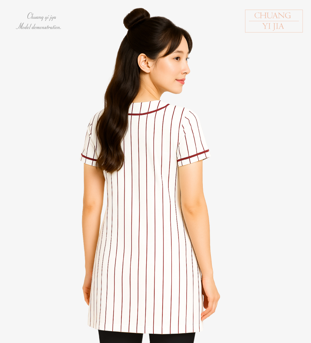 創e家團體服-女版長版棒球風設計團體服-背面