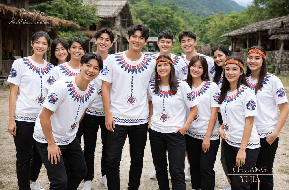 創意家團體服-昇華訂製款｜原住民文化服-白-情境示意