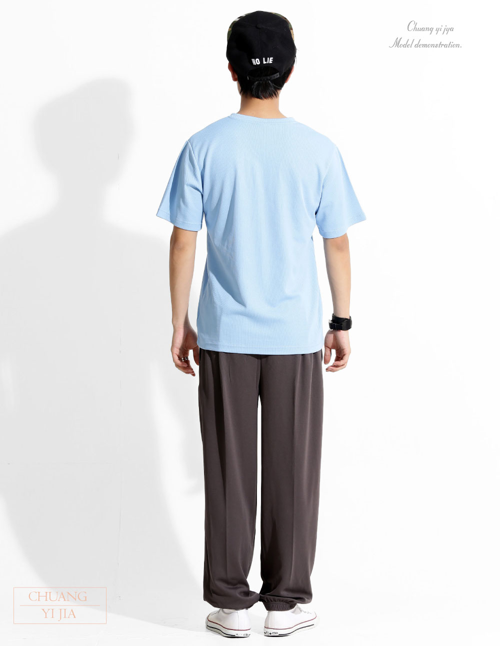 T恤訂製款v領素色中性-水藍
