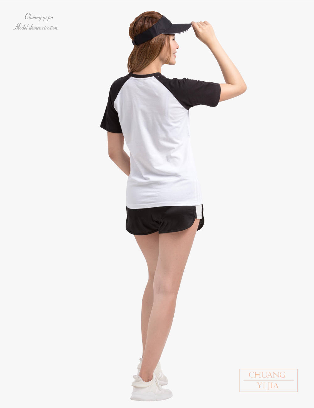 客製化T恤斜袖腰身-黑白-創e家團體服