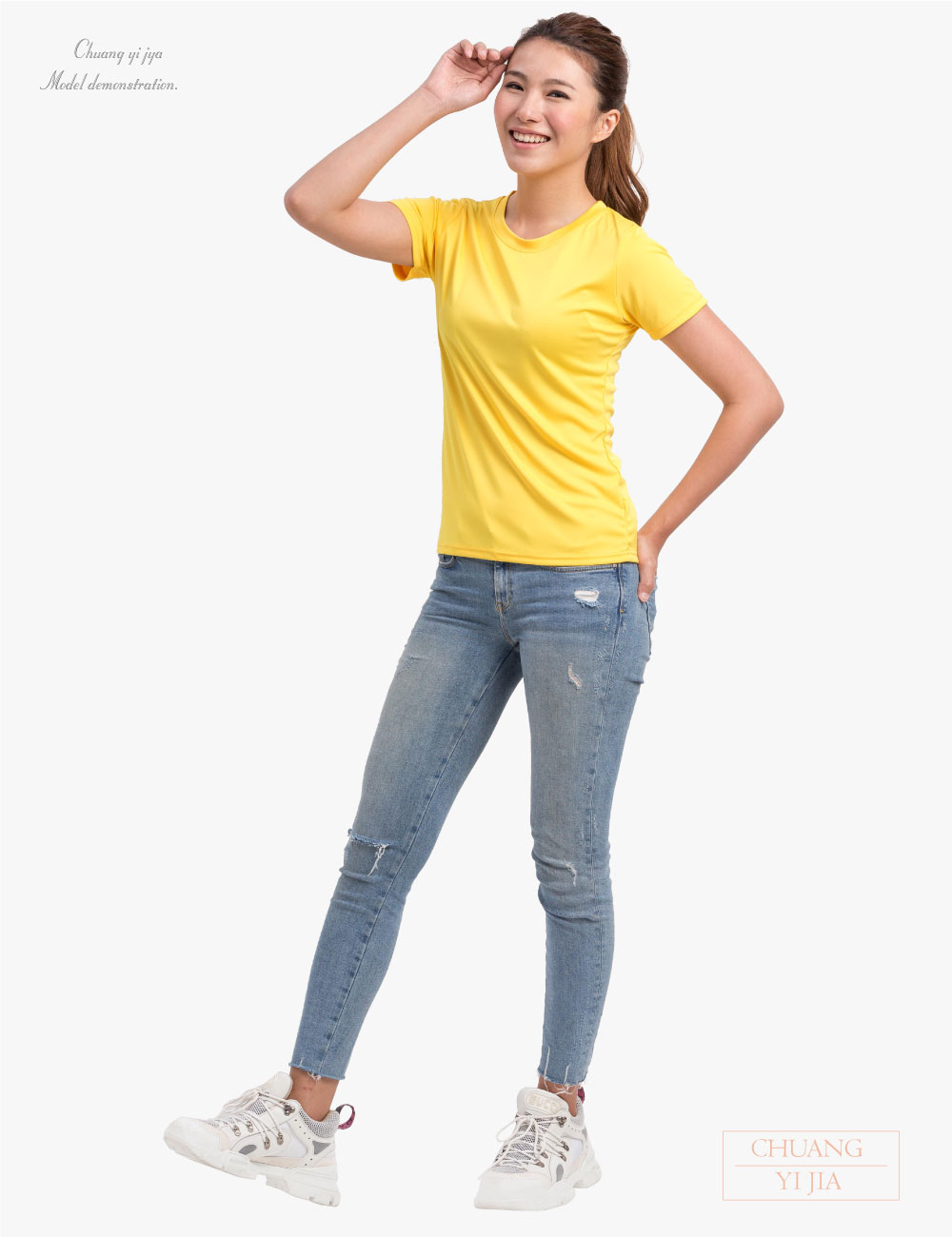 創意家團體服-運動排汗T訂製圓領短T超細纖維速乾腰身版-桔黃