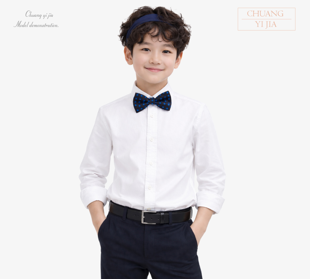 創意家團體服-領結 領結 蝴蝶結訂製款|鬆緊帶繩釦|昇華圓點-配戴示意