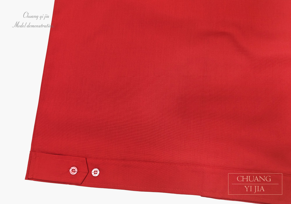 創e家團體服-工作服 短袖 訂製 紅 後擺調釦
