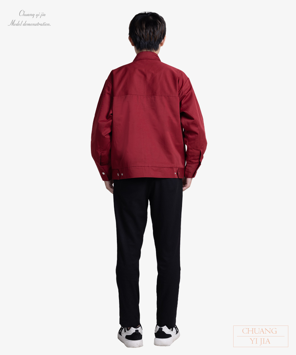 創e家團體服-工作外套 工作服訂製 酒紅 背面