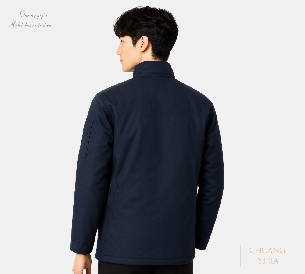 創e家團體服-抗靜電工作外套 訂製 丈青 背面半身