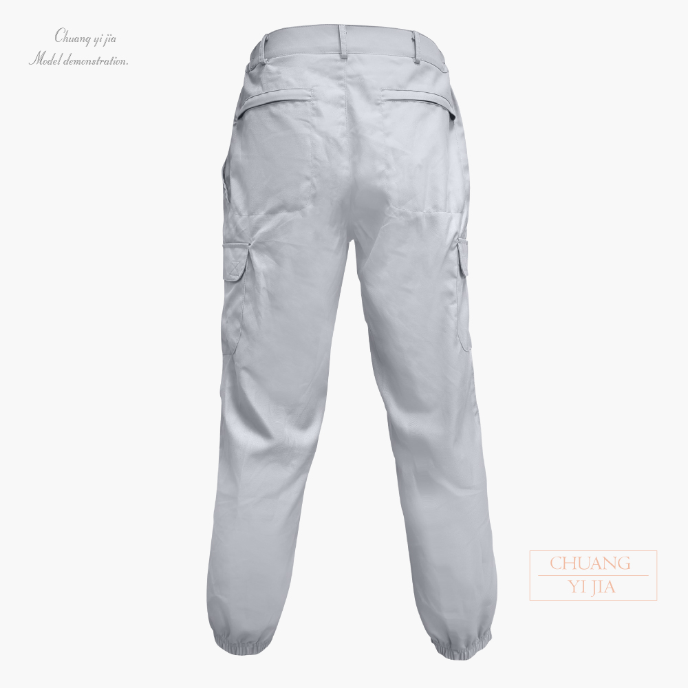 台灣創意家團體服-工作褲 訂製 淺灰色-背面