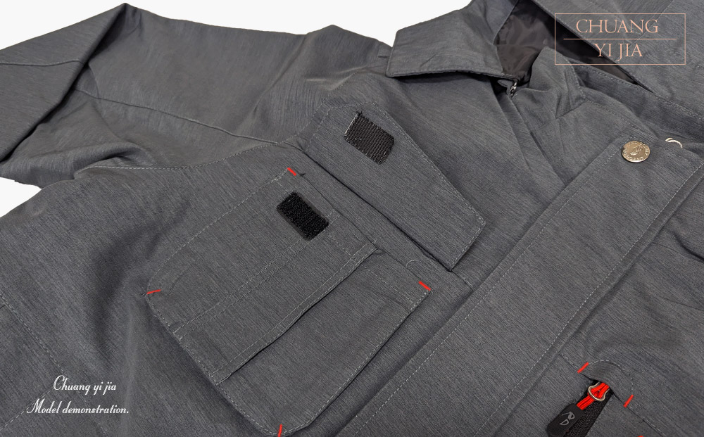 創e家團體服-可拆帽毛裡外套-灰-前胸貼袋