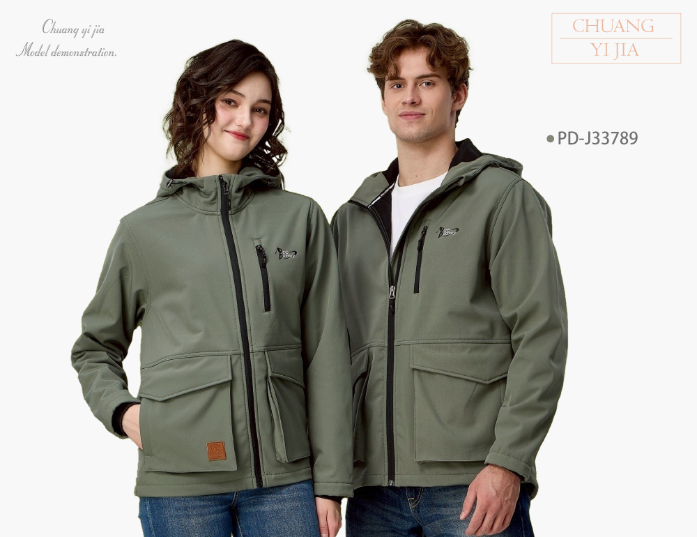 創e家團體服-連帽四面彈外套-綠