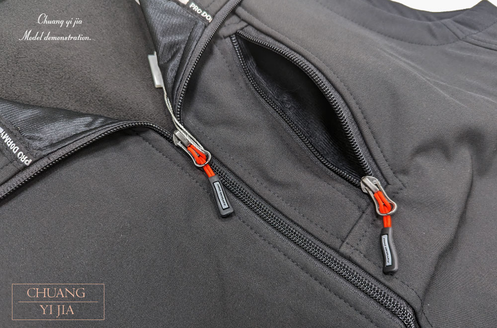 創e家團體服-四面彈背心-黑色-前胸拉鍊口袋